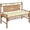 Trädgårdsbänk med dyna 120 cm bambu vidaXL 120 x 50 x 7 cm – miniatyr 1