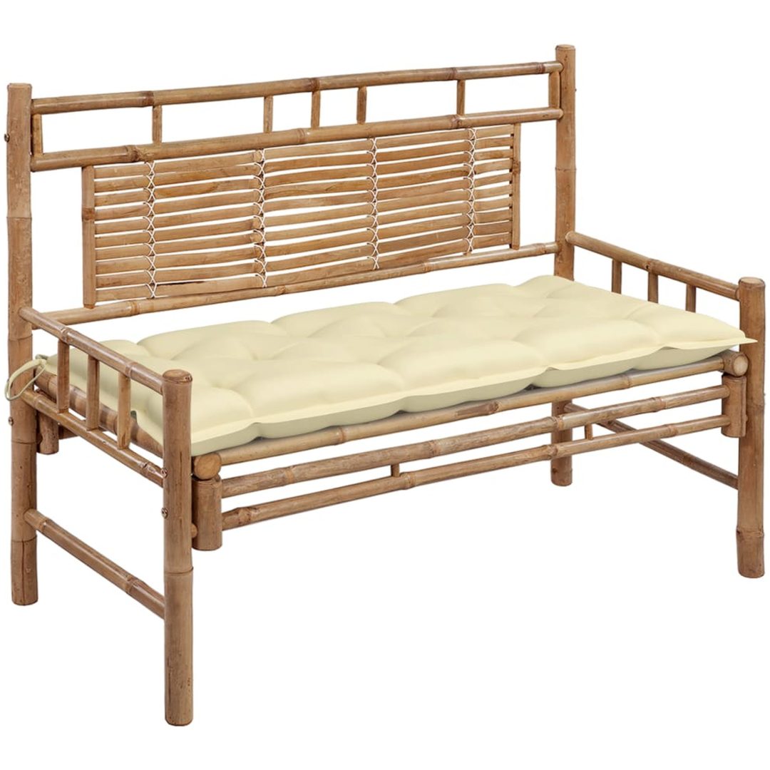 Trädgårdsbänk med dyna 120 cm bambu vidaXL 120 x 50 x 7 cm