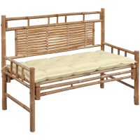 Trädgårdsbänk med dyna 120 cm bambu vidaXL