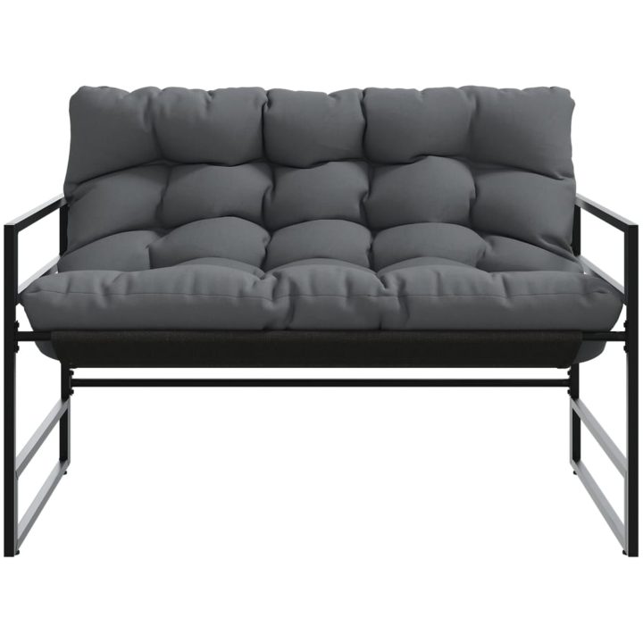 Trädgårdsbänk med dyna antracit 113 cm stål vidaXL – bild 4