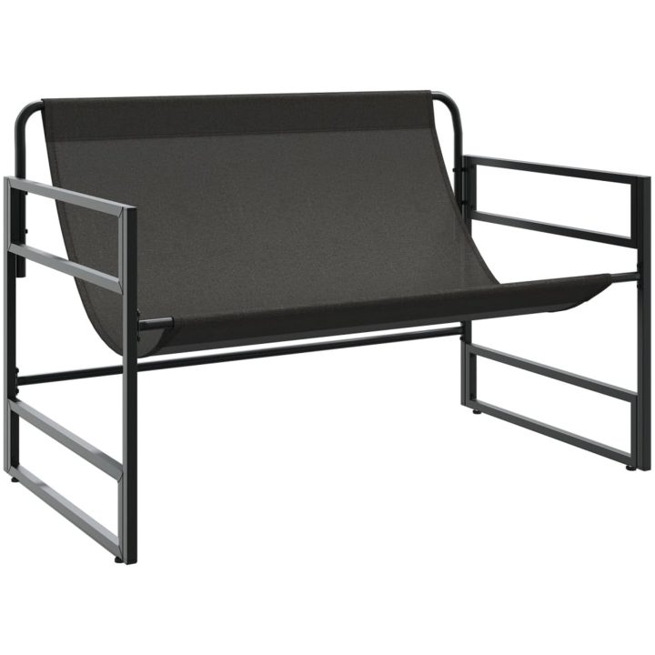 Trädgårdsbänk med dyna antracit 113 cm stål vidaXL – bild 5