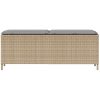 Trädgårdsbänk med dyna beige 110x30x40,5 cm konstrotting vidaXL – miniatyr 4