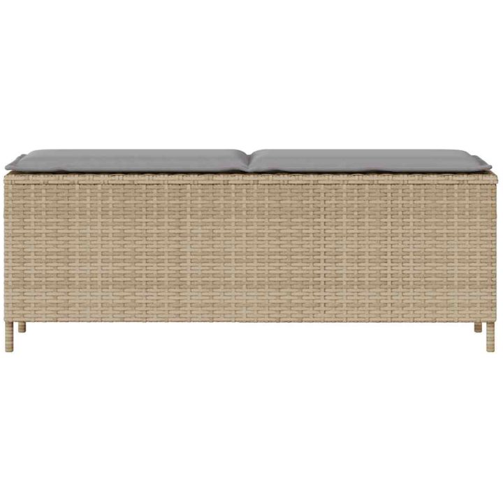 Trädgårdsbänk med dyna beige 110x30x40,5 cm konstrotting vidaXL – bild 4