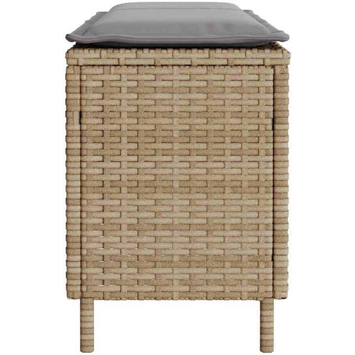 Trädgårdsbänk med dyna beige 110x30x40,5 cm konstrotting vidaXL – bild 5
