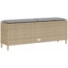 Trädgårdsbänk med dyna beige 110x30x40,5 cm konstrotting vidaXL – miniatyr 6