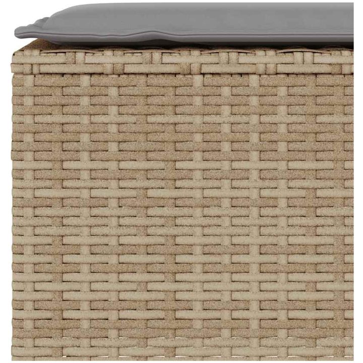Trädgårdsbänk med dyna beige 110x30x40,5 cm konstrotting vidaXL – bild 7
