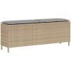Trädgårdsbänk med dyna beige 110x30x40,5 cm konstrotting vidaXL – miniatyr 1