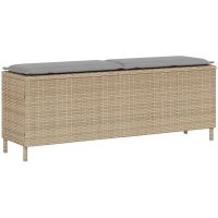 Trädgårdsbänk med dyna beige 110x30x40,5 cm konstrotting vidaXL