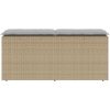 Trädgårdsbänk med dyna beige 110x40x44 cm konstrotting vidaXL – miniatyr 4
