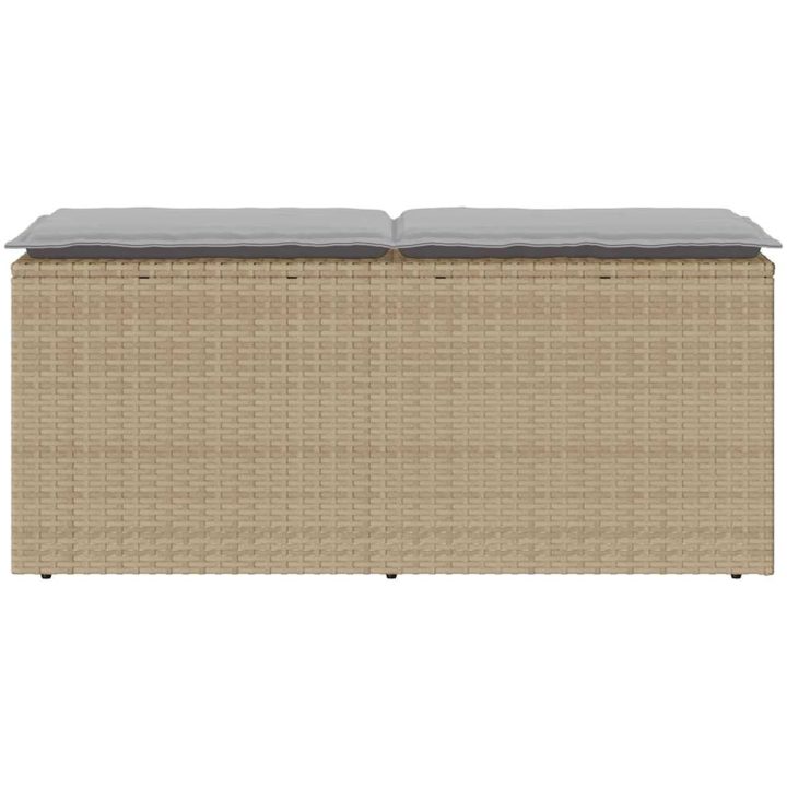 Trädgårdsbänk med dyna beige 110x40x44 cm konstrotting vidaXL – bild 4