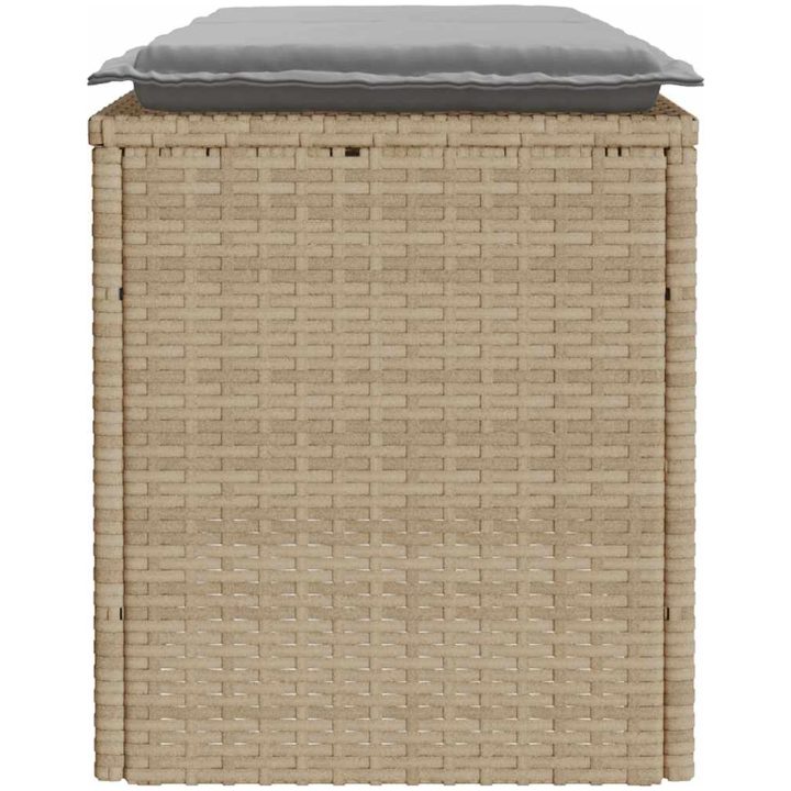 Trädgårdsbänk med dyna beige 110x40x44 cm konstrotting vidaXL – bild 5