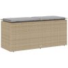 Trädgårdsbänk med dyna beige 110x40x44 cm konstrotting vidaXL – miniatyr 6