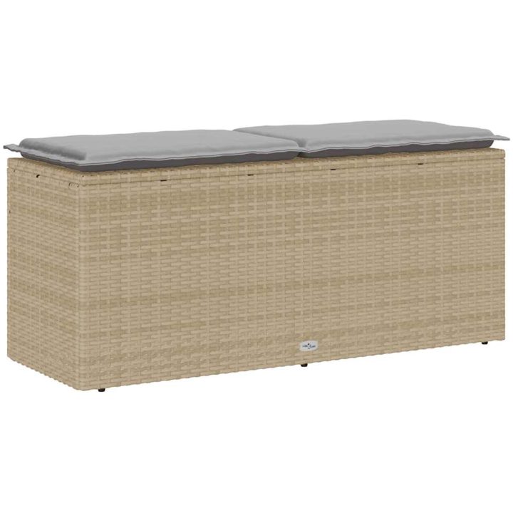 Trädgårdsbänk med dyna beige 110x40x44 cm konstrotting vidaXL – bild 6