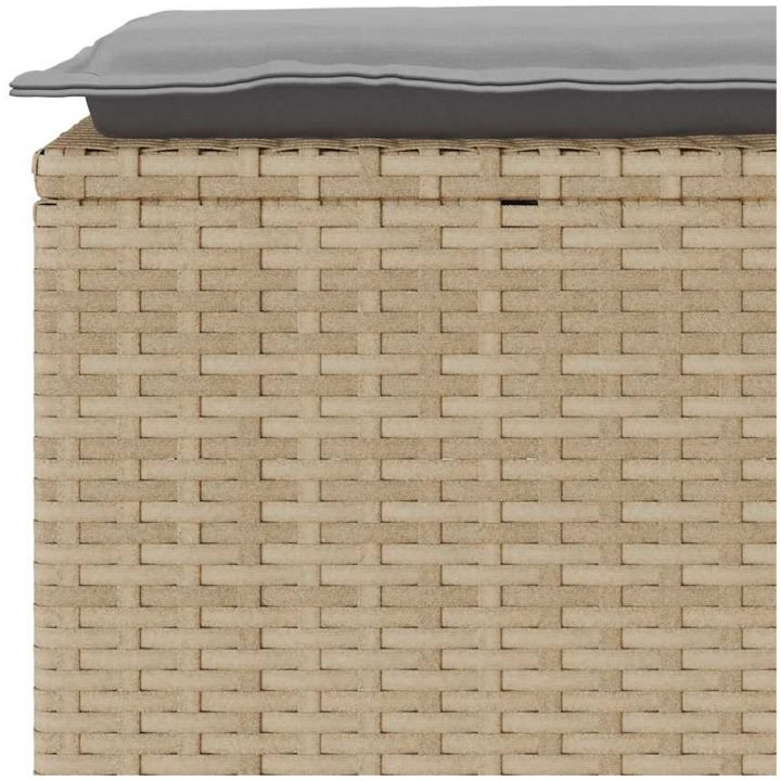 Trädgårdsbänk med dyna beige 110x40x44 cm konstrotting vidaXL – bild 7