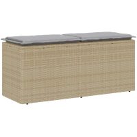 Trädgårdsbänk med dyna beige 110x40x44 cm konstrotting vidaXL