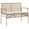 Trädgårdsbänk med dyna beige konstrotting akaciaträ vidaXL – miniatyr 2