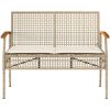Trädgårdsbänk med dyna beige konstrotting akaciaträ vidaXL – miniatyr 4