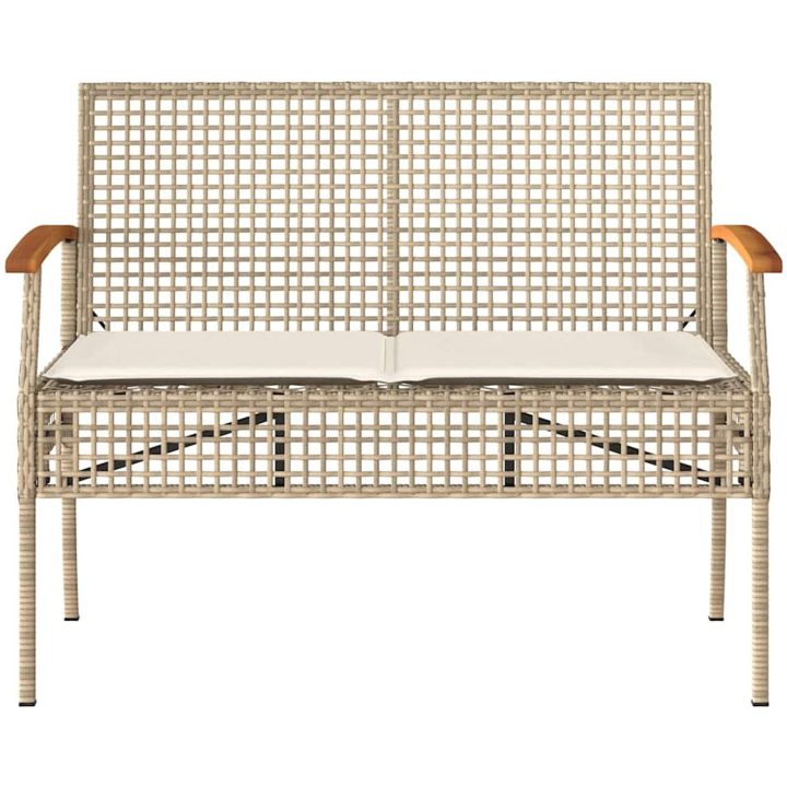 Trädgårdsbänk med dyna beige konstrotting akaciaträ vidaXL – bild 4