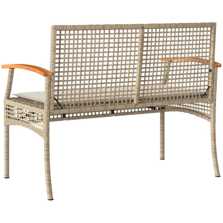 Trädgårdsbänk med dyna beige konstrotting akaciaträ vidaXL – bild 6