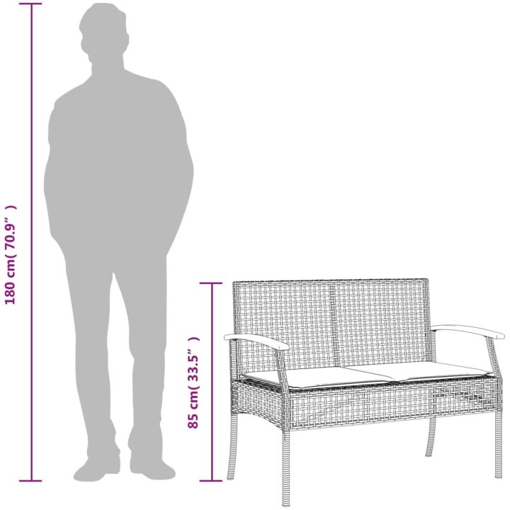 Trädgårdsbänk med dyna beige konstrotting akaciaträ vidaXL – bild 9