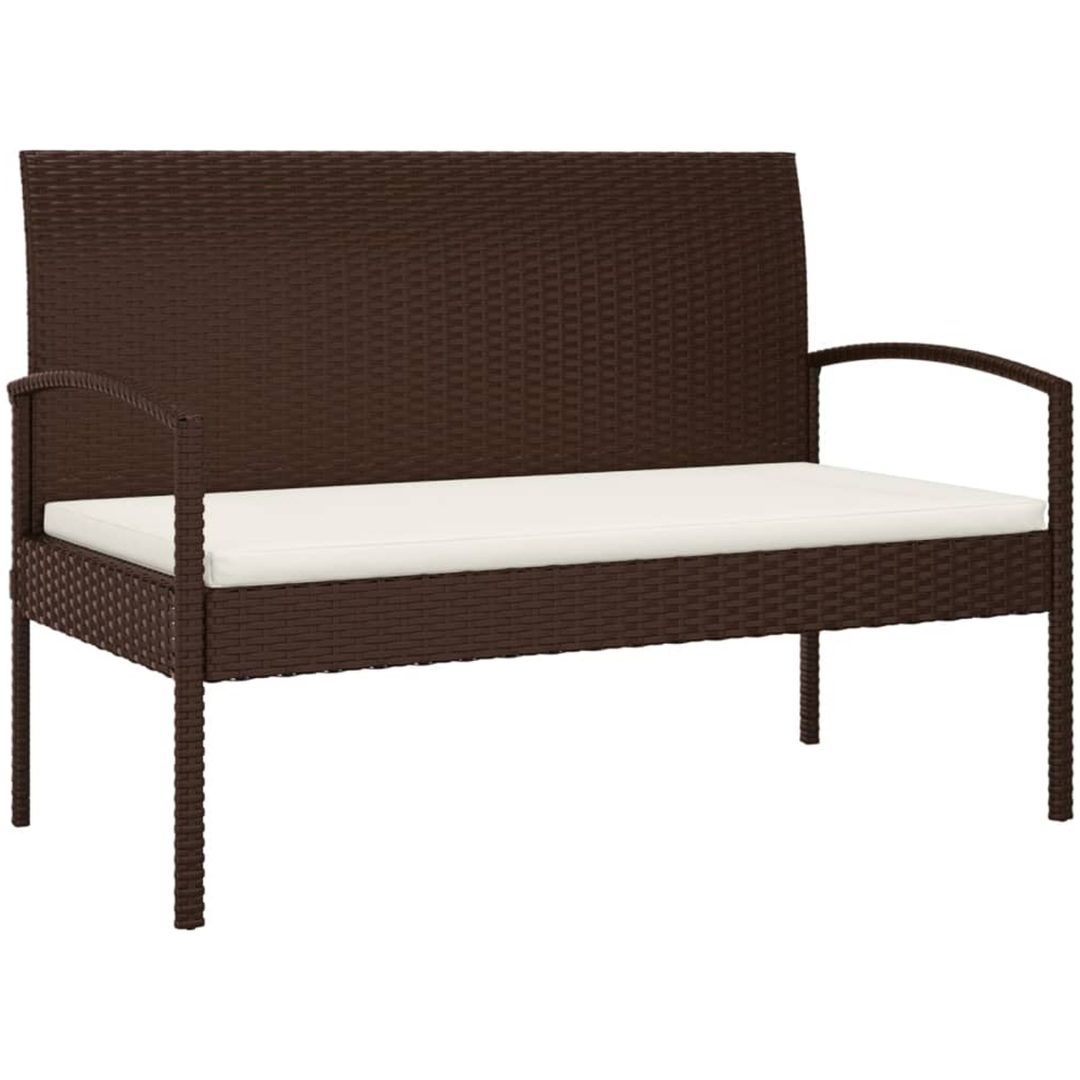 Trädgårdsbänk med dyna brun 105 cm konstrotting vidaXL – bild 2