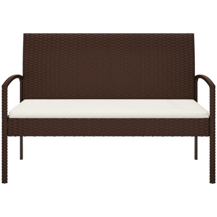 Trädgårdsbänk med dyna brun 105 cm konstrotting vidaXL – bild 3