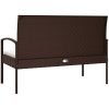 Trädgårdsbänk med dyna brun 105 cm konstrotting vidaXL – miniatyr 5