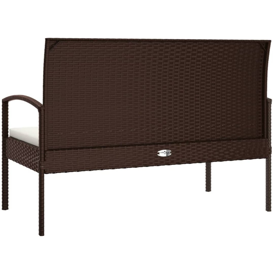 Trädgårdsbänk med dyna brun 105 cm konstrotting vidaXL – bild 5