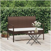 Trädgårdsbänk med dyna brun 105 cm konstrotting vidaXL