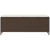 Trädgårdsbänk med dyna brun 110x30x40,5 cm konstrotting vidaXL – miniatyr 4