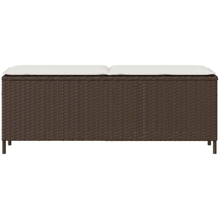 Trädgårdsbänk med dyna brun 110x30x40,5 cm konstrotting vidaXL – bild 4