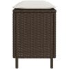 Trädgårdsbänk med dyna brun 110x30x40,5 cm konstrotting vidaXL – miniatyr 5