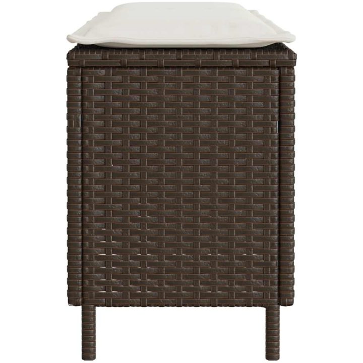 Trädgårdsbänk med dyna brun 110x30x40,5 cm konstrotting vidaXL – bild 5