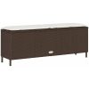 Trädgårdsbänk med dyna brun 110x30x40,5 cm konstrotting vidaXL – miniatyr 6