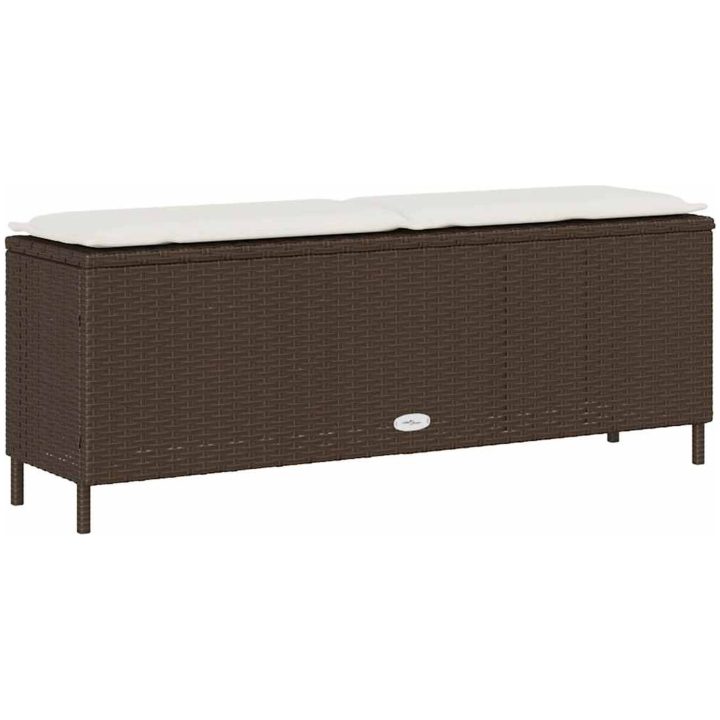 Trädgårdsbänk med dyna brun 110x30x40,5 cm konstrotting vidaXL – bild 6