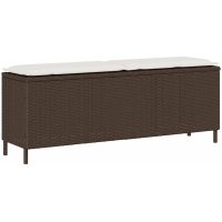 Trädgårdsbänk med dyna brun 110x30x40,5 cm konstrotting vidaXL