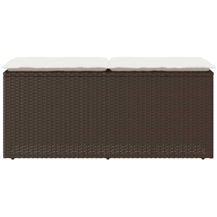Trädgårdsbänk med dyna brun 110x40x44 cm konstrotting vidaXL – bild 4