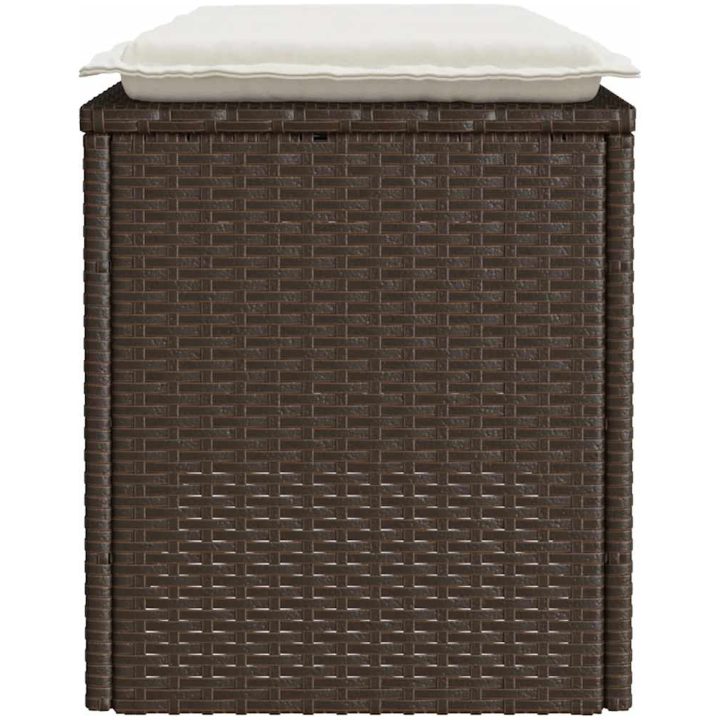 Trädgårdsbänk med dyna brun 110x40x44 cm konstrotting vidaXL – bild 5