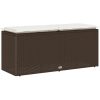 Trädgårdsbänk med dyna brun 110x40x44 cm konstrotting vidaXL – miniatyr 6