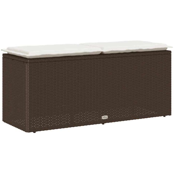Trädgårdsbänk med dyna brun 110x40x44 cm konstrotting vidaXL – bild 6