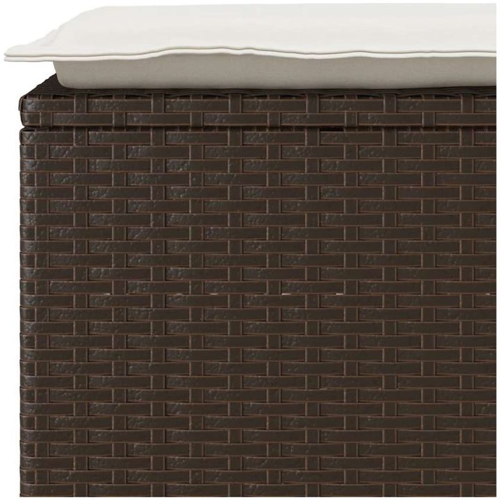 Trädgårdsbänk med dyna brun 110x40x44 cm konstrotting vidaXL – bild 7