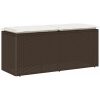 Trädgårdsbänk med dyna brun 110x40x44 cm konstrotting vidaXL – miniatyr 1