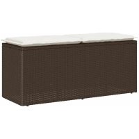 Trädgårdsbänk med dyna brun 110x40x44 cm konstrotting vidaXL