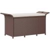 Trädgårdsbänk med dyna brun 116x46x57 cm konstrotting vidaXL 116 x 46 x 57 cm – miniatyr 2