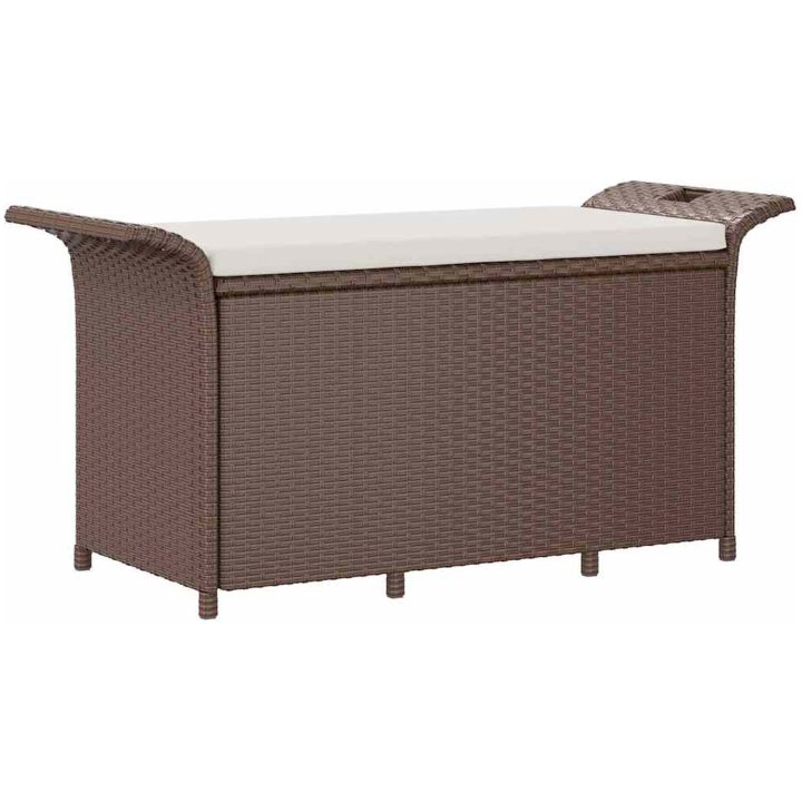 Trädgårdsbänk med dyna brun 116x46x57 cm konstrotting vidaXL 116 x 46 x 57 cm – bild 2