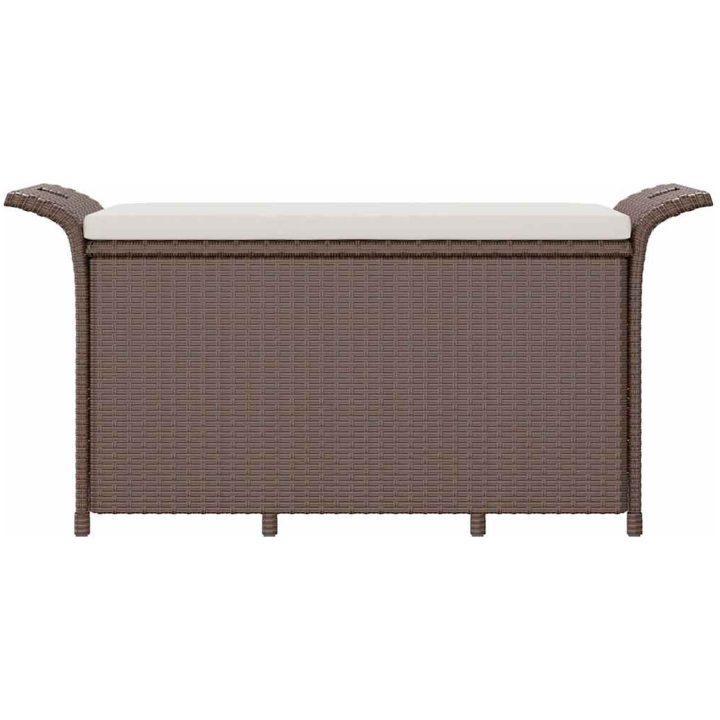 Trädgårdsbänk med dyna brun 116x46x57 cm konstrotting vidaXL 116 x 46 x 57 cm – bild 4