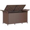 Trädgårdsbänk med dyna brun 116x46x57 cm konstrotting vidaXL 116 x 46 x 57 cm – miniatyr 6