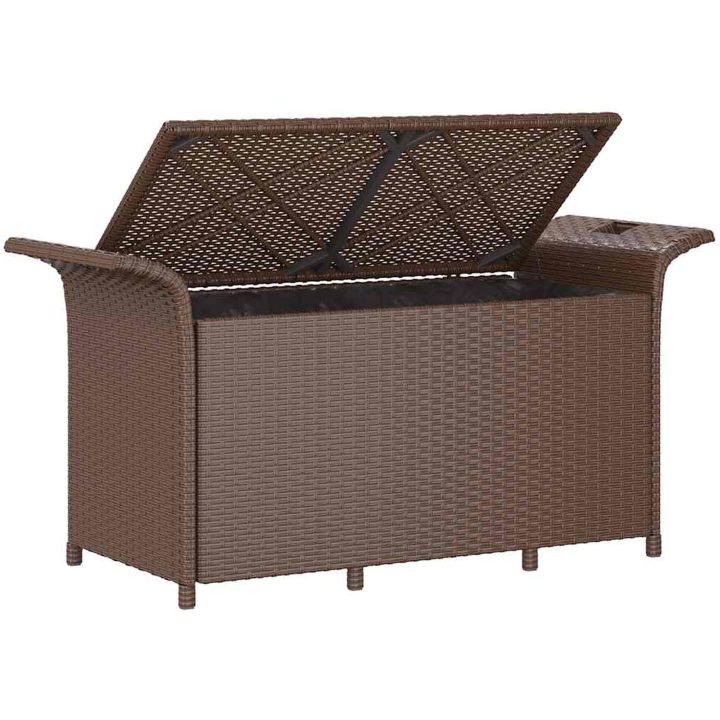 Trädgårdsbänk med dyna brun 116x46x57 cm konstrotting vidaXL 116 x 46 x 57 cm – bild 6