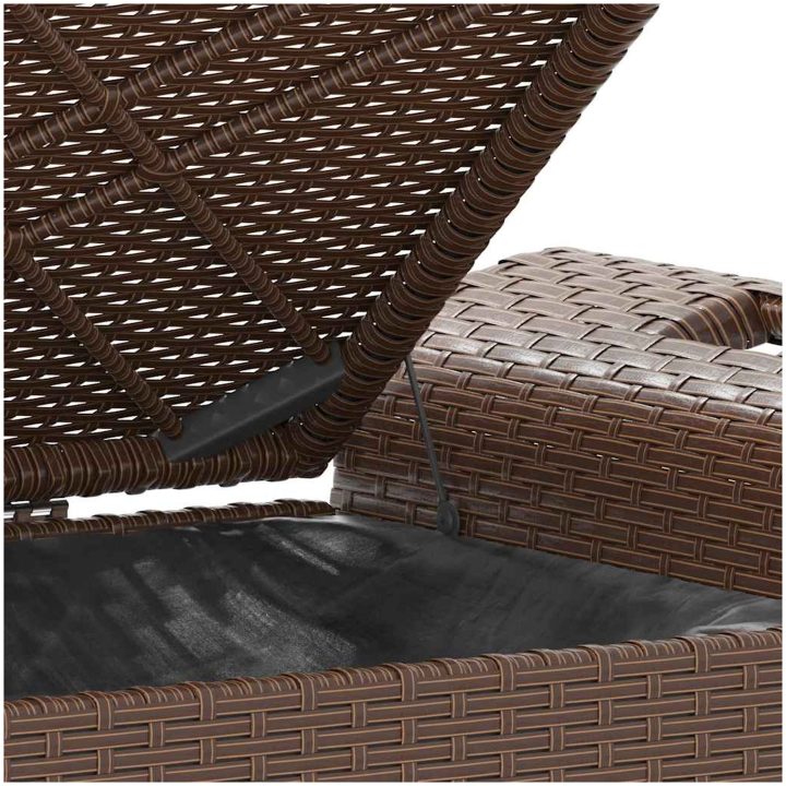 Trädgårdsbänk med dyna brun 116x46x57 cm konstrotting vidaXL 116 x 46 x 57 cm – bild 8
