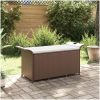 Trädgårdsbänk med dyna brun 116x46x57 cm konstrotting vidaXL 116 x 46 x 57 cm – miniatyr 1
